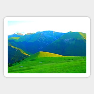 Scenery in Piani di Ragnolo with pastures and Sibillini Sticker